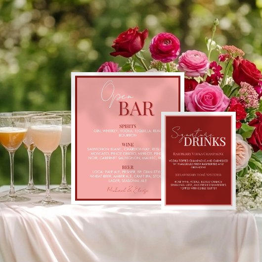 Stylish Juicy Red Signature Drink Wedding 台座サイン