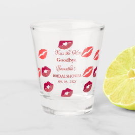 Stylish  Kiss Miss Goodbye Red Lips Bridal Shower ショットグラス