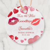 Stylish  Kiss Miss Goodbye Red Lips Bridal Shower フェイバータグ (正面)