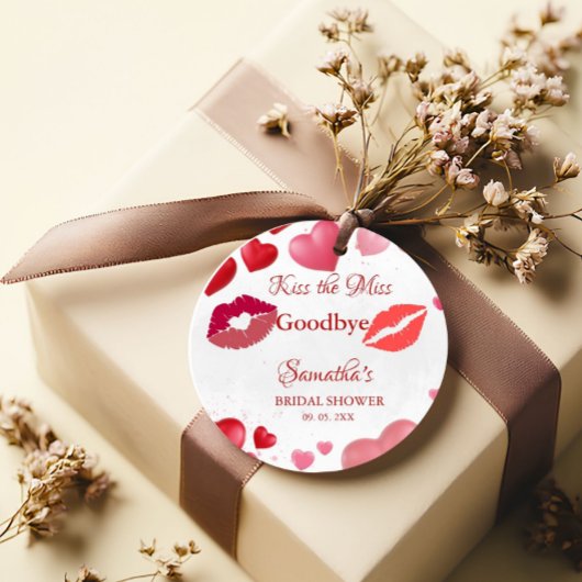 Stylish  Kiss Miss Goodbye Red Lips Bridal Shower フェイバータグ