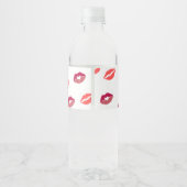 Stylish  Kiss Miss Goodbye Red Lips Bridal Shower ペットボトルラベル (裏面)