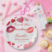Stylish  Kiss Miss Goodbye Red Lips Bridal Shower ペーパープレート (パーティー)