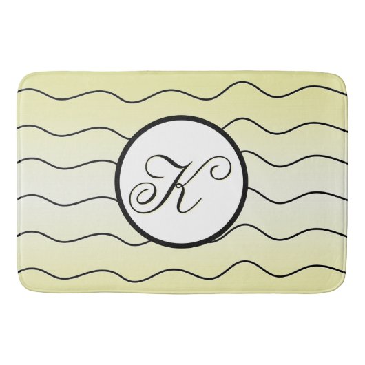 Stylish Lemon Zest Yellow Family Surname Initial バスマット (正面)