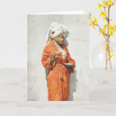 Stylish Leopard Morning Coffee Portrait カード (黄色い花)