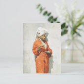 Stylish Leopard Morning Coffee Portrait ポストカード (スタンド正面)