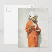 Stylish Leopard Morning Coffee Portrait ポストカード (正面/裏面)