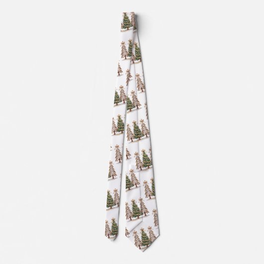 Stylish leopard pattern Christmas earthy colors  ネクタイ (裏面)