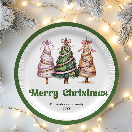 Stylish Leopard Print Christmas Tree Paper Plates ペーパープレート