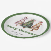 Stylish Leopard Print Christmas Tree Paper Plates ペーパープレート (アングル)