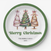 Stylish Leopard Print Christmas Tree Paper Plates ペーパープレート (正面)