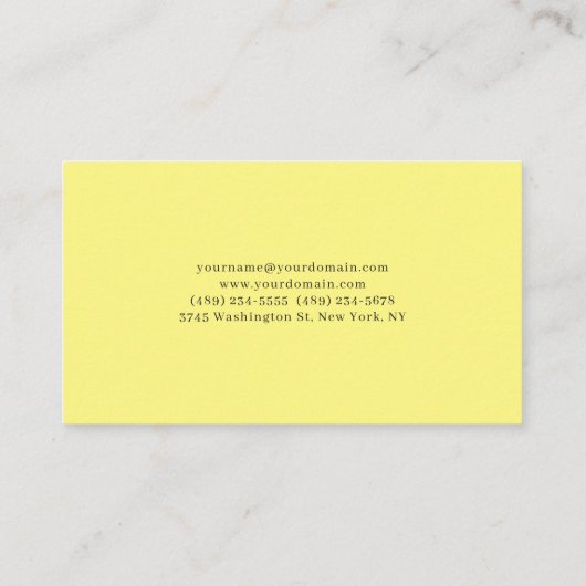 Stylish Light Yellow Simple Plain Professional 名刺 (裏面)