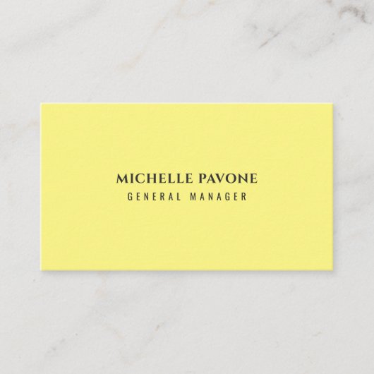Stylish Light Yellow Simple Plain Professional 名刺 (正面)