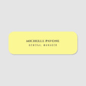 Stylish Light Yellow Simple Plain Professional 名札 (正面)