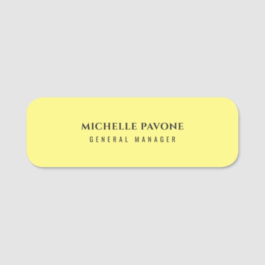 Stylish Light Yellow Simple Plain Professional 名札 (正面)