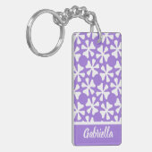 Stylish Lilac Purple and White Geometric Pattern キーホルダー (正面左)