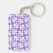 Stylish Lilac Purple and White Geometric Pattern キーホルダー (裏面)