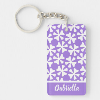 Stylish Lilac Purple and White Geometric Pattern キーホルダー