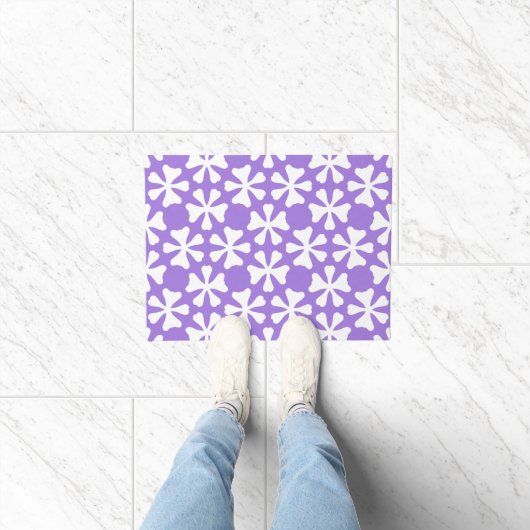 Stylish Lilac Purple and White Geometric Pattern ドアマット (室内)