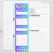 Stylish Lined Recipe Pages (Letter Format Paper) (正面/裏面)