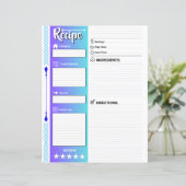 Stylish Lined Recipe Pages (Letter Format Paper) (スタンド正面)