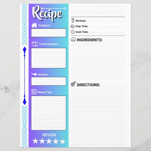 Stylish Lined Recipe Pages (Letter Format Paper) (正面)