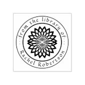 Stylish Lotus Flower Elegant Round Library Book ラバースタンプ (インプリント)