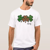Stylish Lucky Clover Buffalo Plaid Leopard Art Tシャツ (正面)