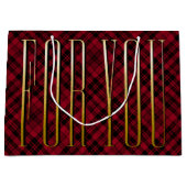 Stylish Luxurious Black Red Plaid Gold For You ラージペーパーバッグ (正面)