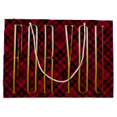 Stylish Luxurious Black Red Plaid Gold For You ラージペーパーバッグ (裏面)