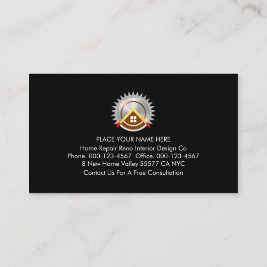 Stylish Luxurious Metallic Waves Home Repair 名刺 (裏面)