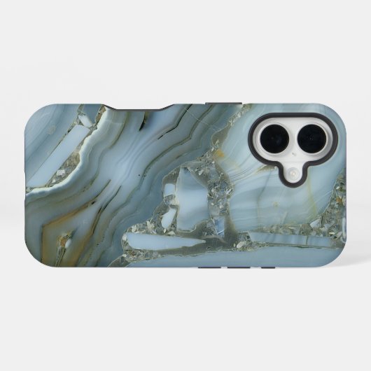 Stylish Luxurious Timeless Grey Gold Marble iPhone 16ケース (裏面横)