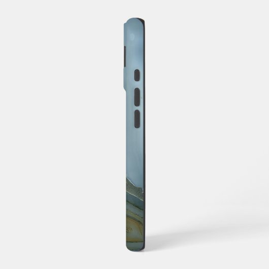 Stylish Luxurious Timeless Grey Gold Marble iPhone 16ケース (左側面)