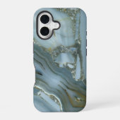 Stylish Luxurious Timeless Grey Gold Marble iPhone 16ケース (裏面)