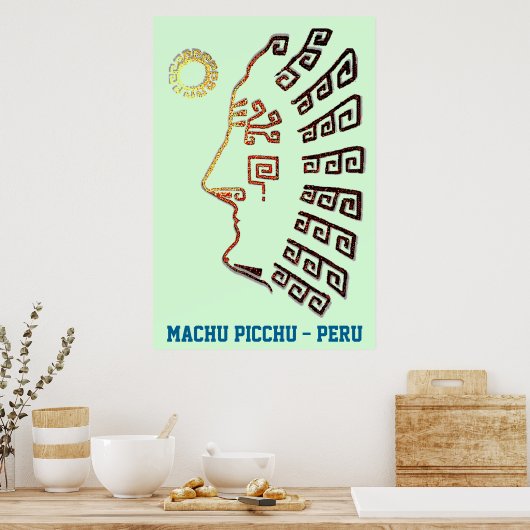 Stylish Machu_Picchu Silhouette ポスター (キッチン)