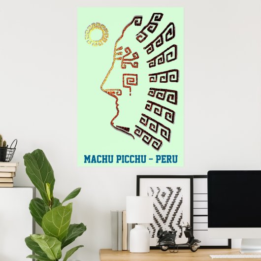 Stylish Machu_Picchu Silhouette ポスター (ホームオフィス)