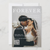 Stylish Magazine Style Qr Code Wedding 招待状 (正面)