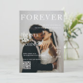 Stylish Magazine Style Qr Code Wedding 招待状 (スタンド正面)