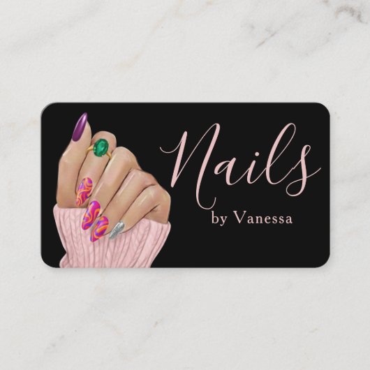 Stylish Manicurist Artist Nail Technician Pink 名刺 (正面)