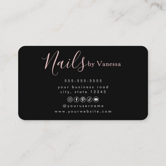 Stylish Manicurist Artist Nail Technician Pink 名刺 (裏面)