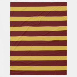 Stylish Maroon and Metallic Gold Vertical Striped フリースブランケット