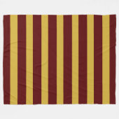 Stylish Maroon and Metallic Gold Vertical Striped フリースブランケット (正面(横))