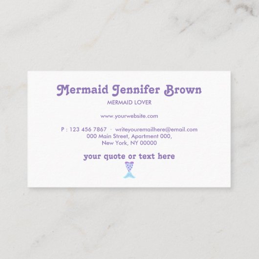 Stylish Mermaid Feminine Coastal Tail 名刺 (裏面)