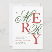 Stylish Merry Typography Festive Christmas Party  招待状 (正面)