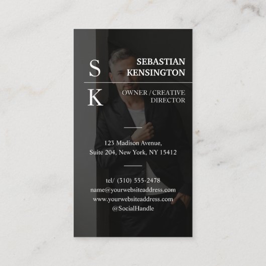 Stylish Minimal Modern Monogram Professional Photo 名刺 (裏面)