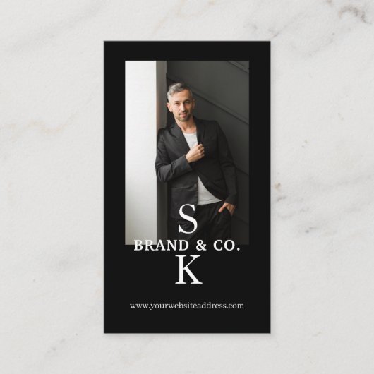 Stylish Minimal Modern Monogram Professional Photo 名刺 (正面)