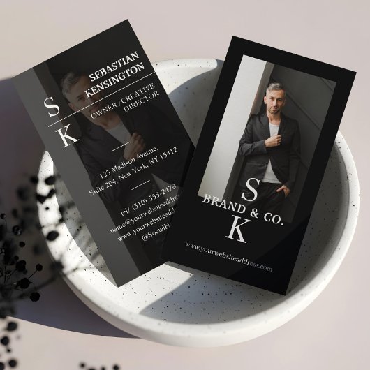 Stylish Minimal Modern Monogram Professional Photo 名刺