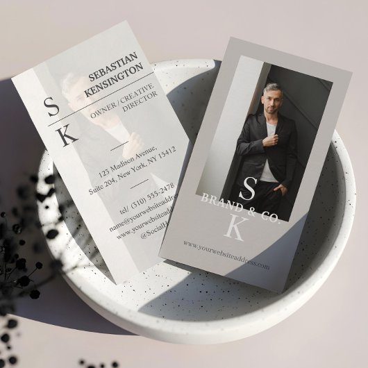 Stylish Minimal Modern Monogram Professional Photo 名刺