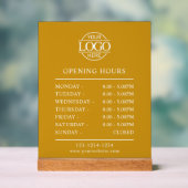 Stylish Minimal Mustard Business Opening Hours アクリルサイン (ニュートラル)