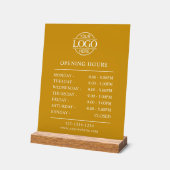 Stylish Minimal Mustard Business Opening Hours アクリルサイン (傾斜)