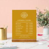 Stylish Minimal Mustard Business Opening Hours アクリルサイン (ウェディング)